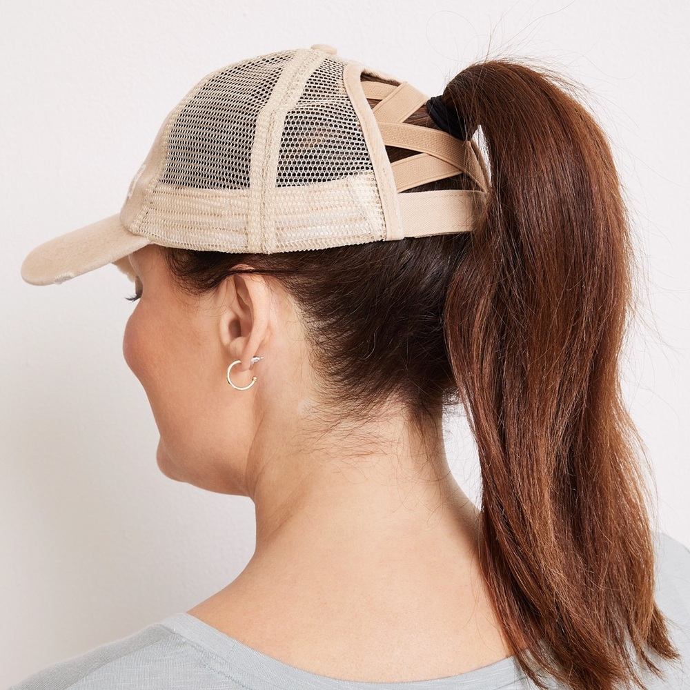 Maurices Criss Cross Elastic Ponytail Baseball Hat Cap